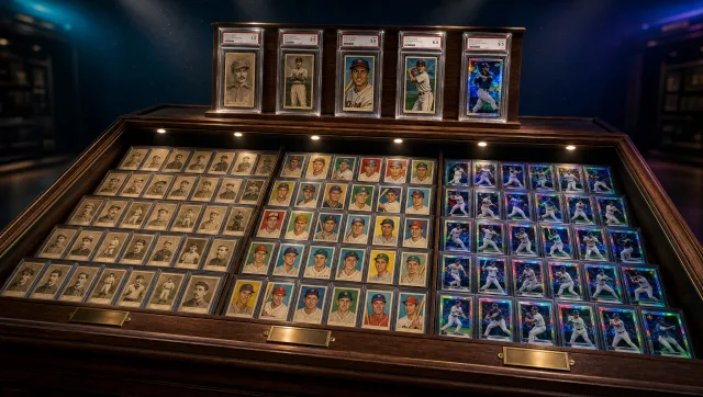 Baseball cards guide covering vintage eras, modern sets, grading, and values